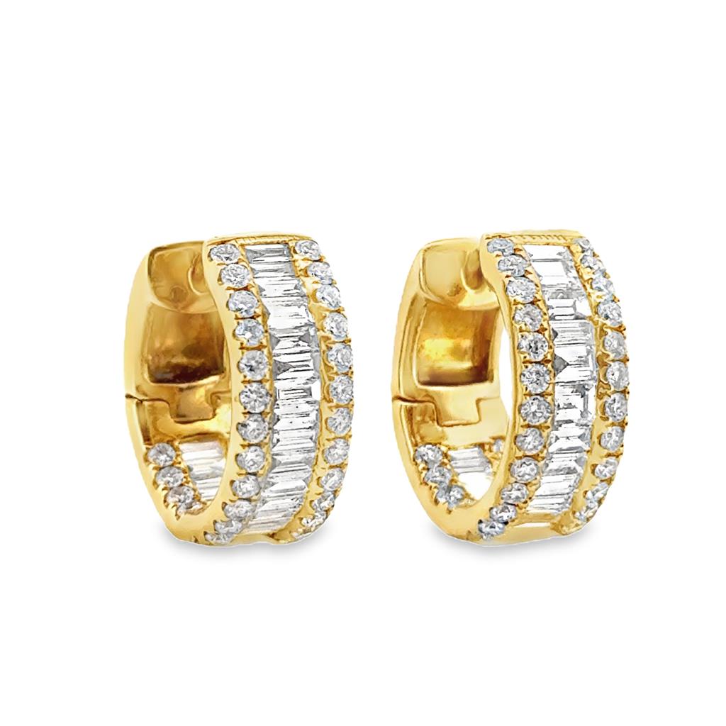 4.06 CTW Diamond Hoop Earrings in 18K Yellow Gold