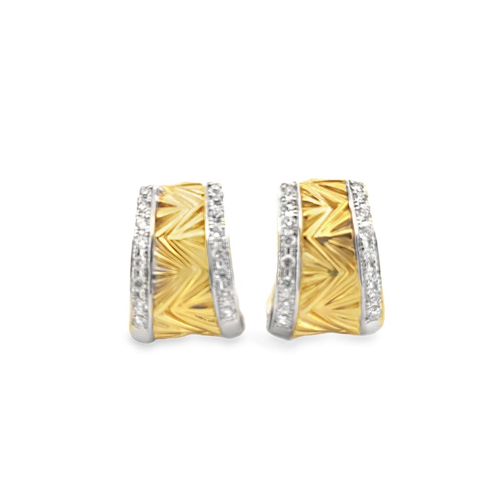 Sal Praschnik 0.54 CTW Diamond 18K Yellow Gold Unity Hoop Earrings