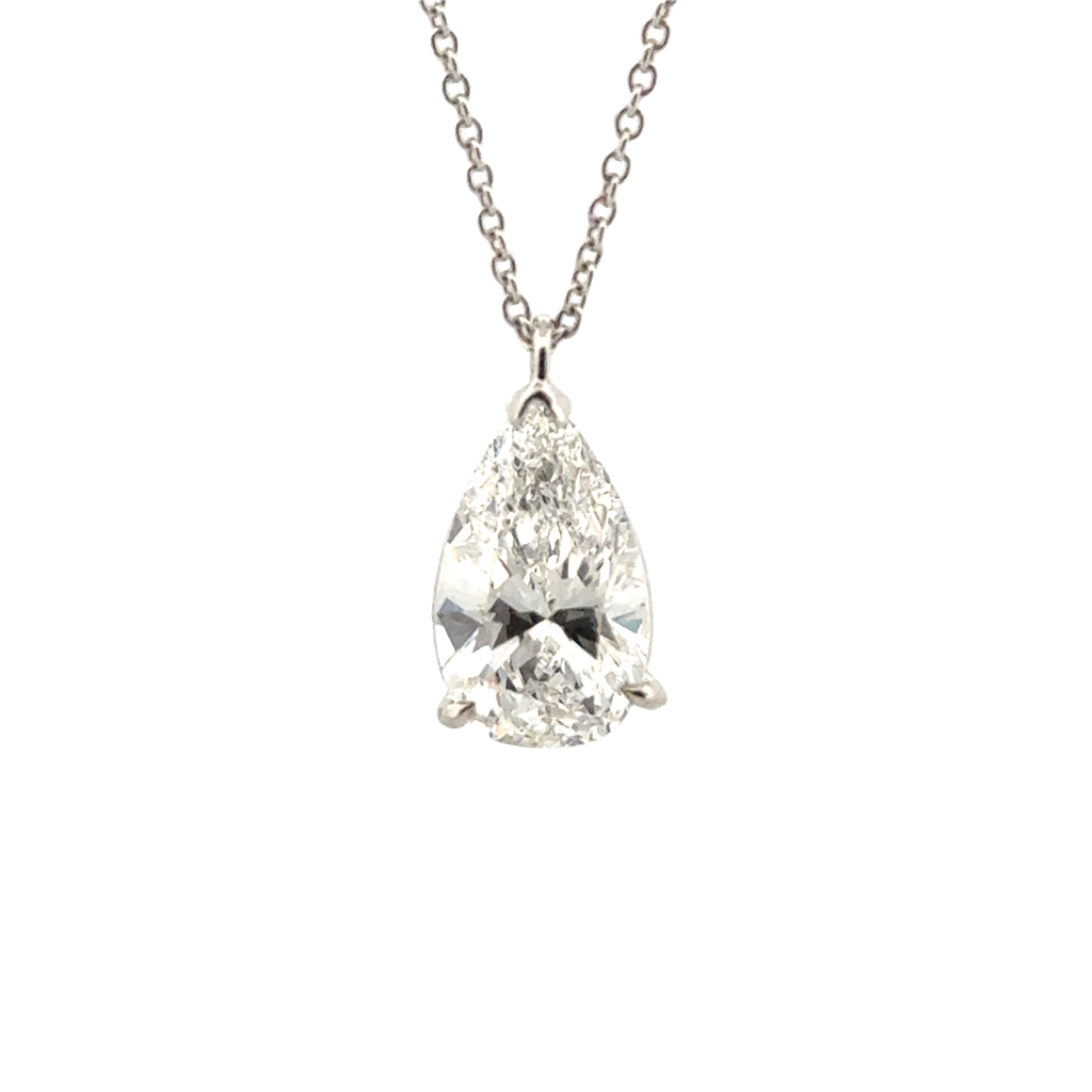 3.02 Carat Pear Shape Diamond Pendant – D Color, Internally Flawless, GIA Certified