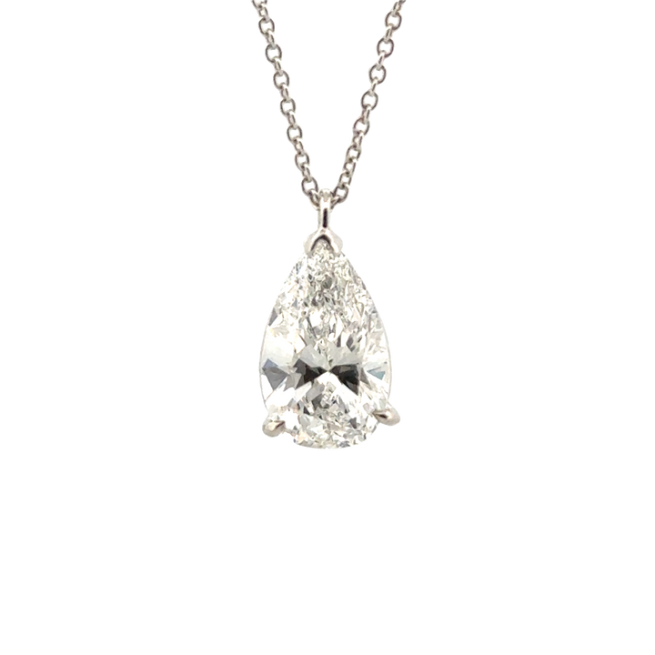 3.02 Carat Pear Shape Diamond Pendant – D Color, Internally Flawless, GIA Certified