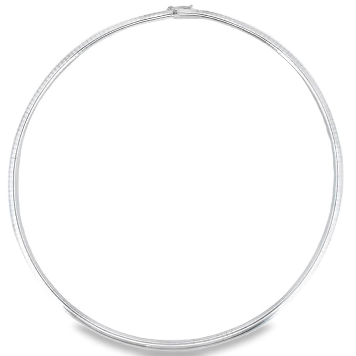 3mm 14K White Gold Omega Necklace