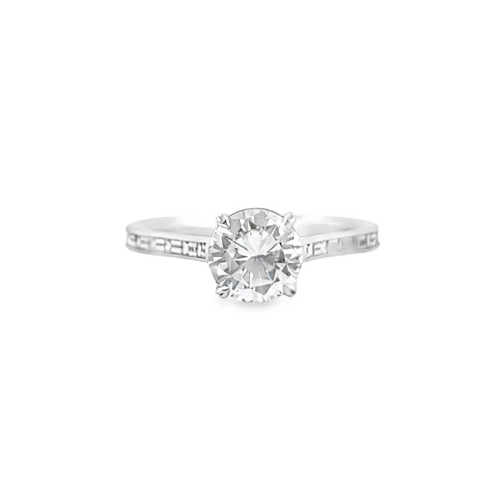 Straight Baguette Semi-Mount Diamond 18K White Gold Ring