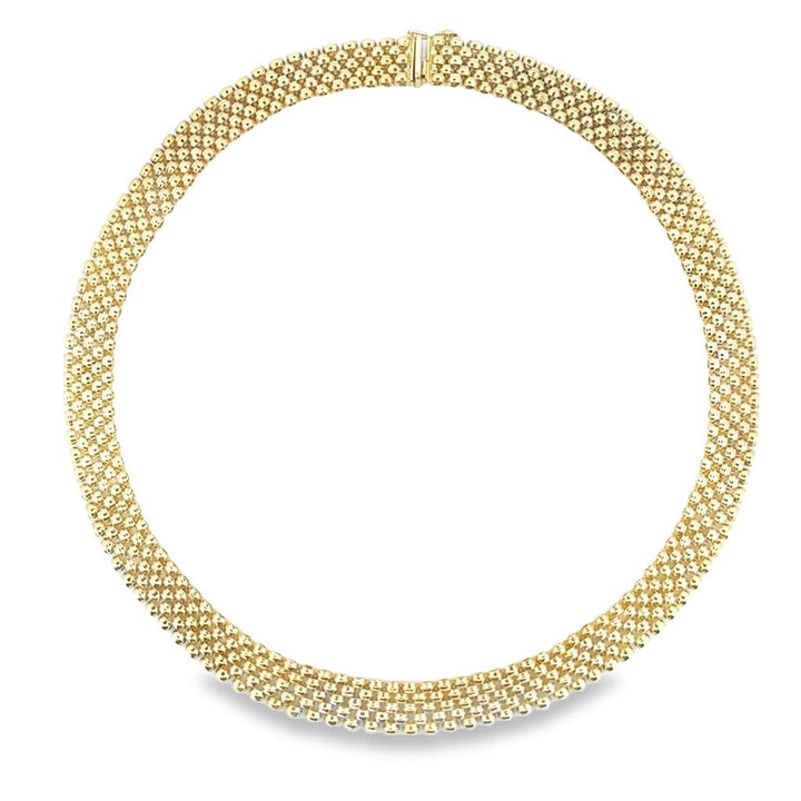 14K Yellow Gold Flexible Choker Necklace, 10mm Wide, 16" Long