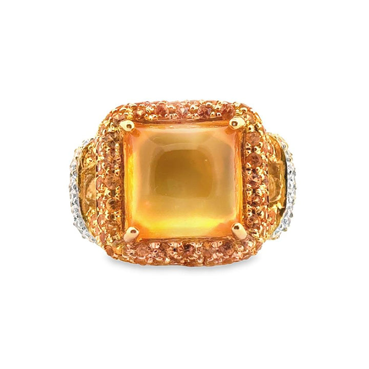 18K Yellow Gold Citrine and Diamond Statement Ring