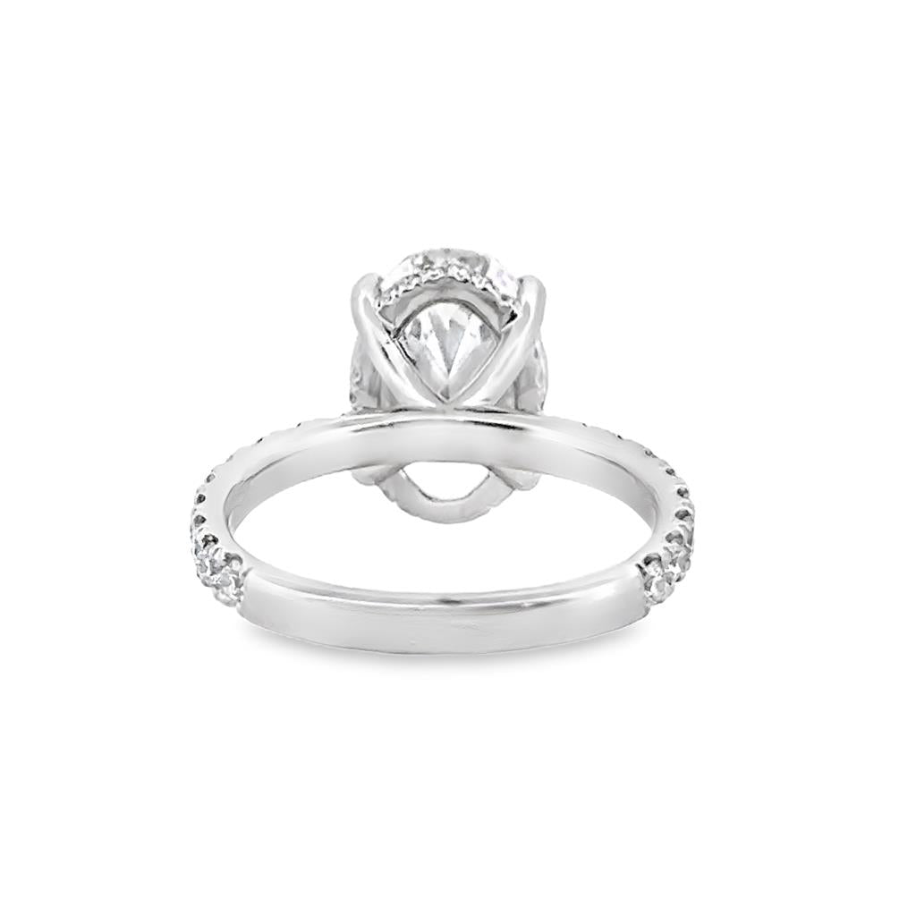 3.40 CT Oval Diamond Platinum Engagement Ring, GIA Certified, I Color, VS1 Clarity