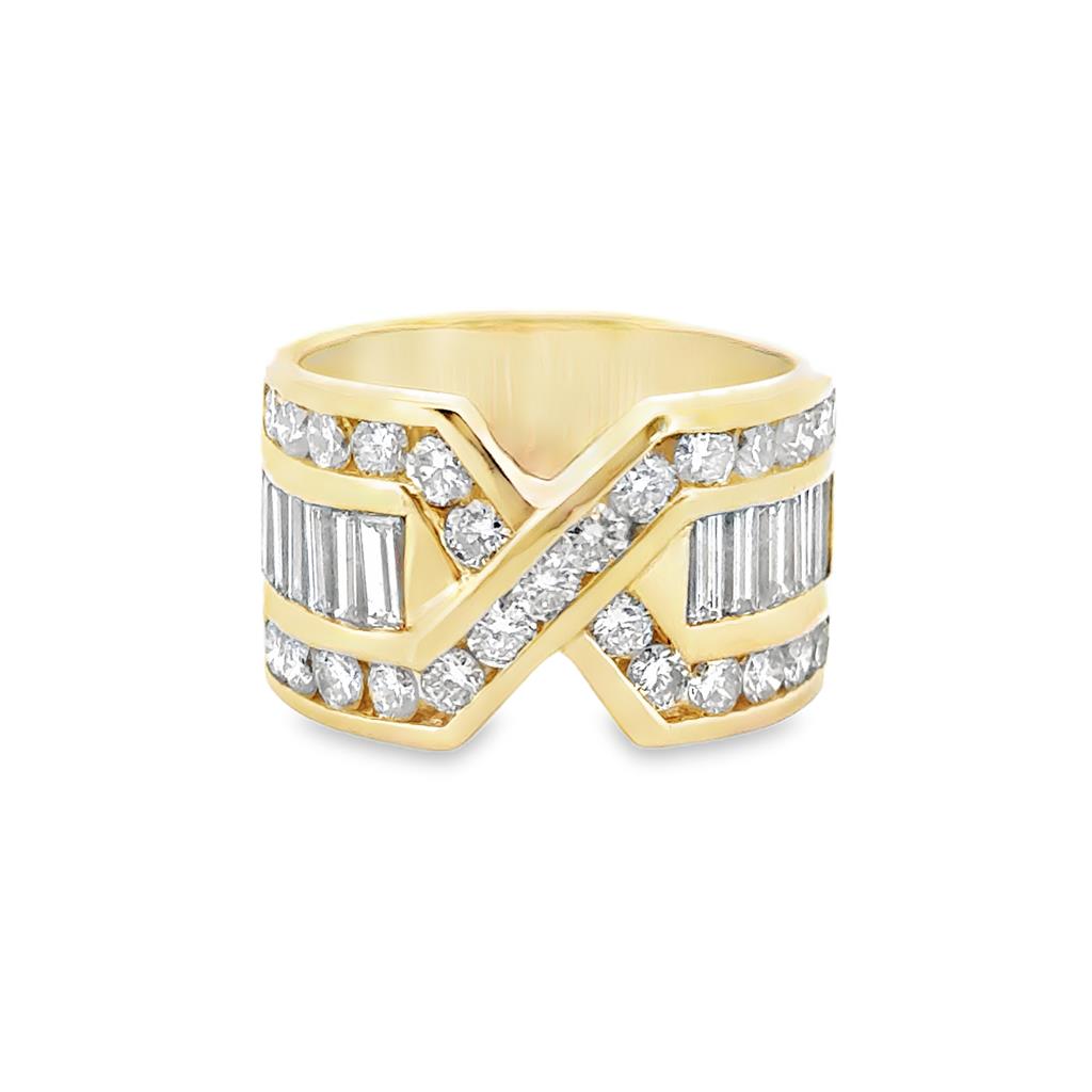 2.50 CTW Diamond Wide Band Ring in 11mm 18K Yellow Gold