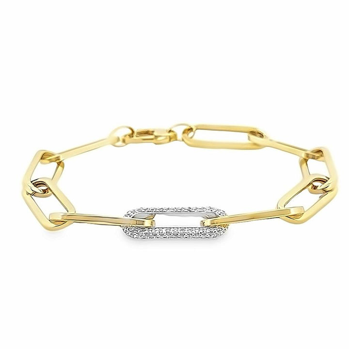 14K Yellow Gold Open Link Bracelet with 0.75 CTW Round Diamonds