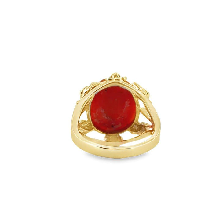 14K Yellow Gold Carved Coral Ring