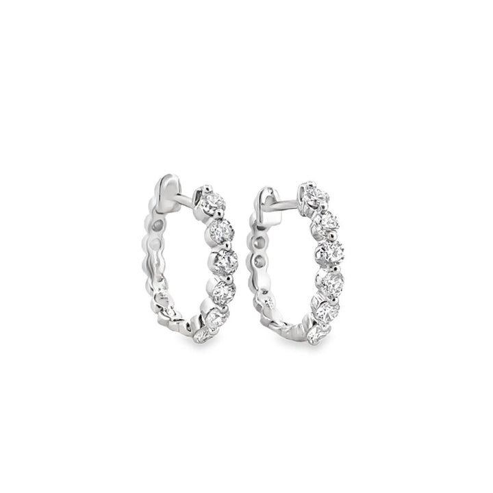 White Gold 14K Huggie Earrings with 0.44 CTW Round Diamonds