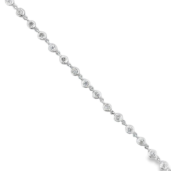 1.00 CTW Diamond Bezel Set Bracelet – 14K White Gold, 7.5"