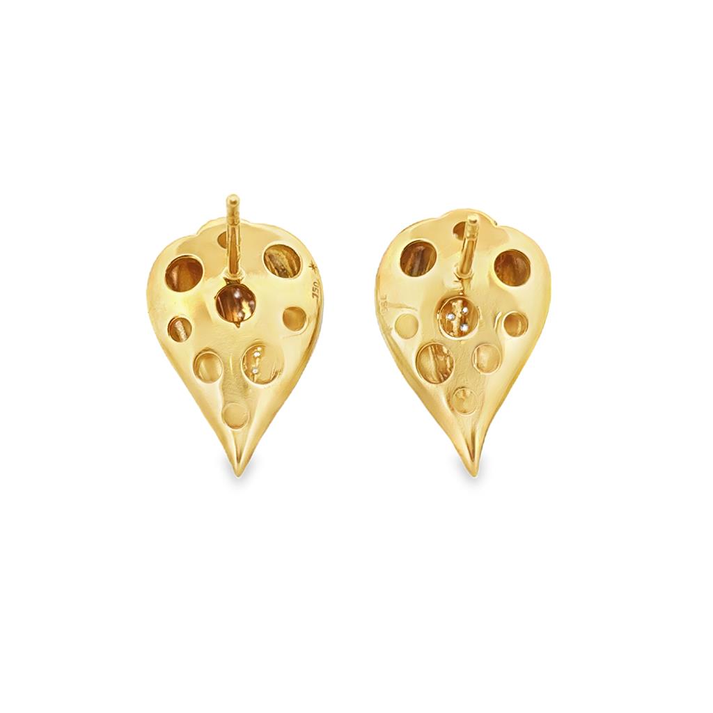 0.61 CTW Diamond 18K Yellow Gold Leaf Earrings