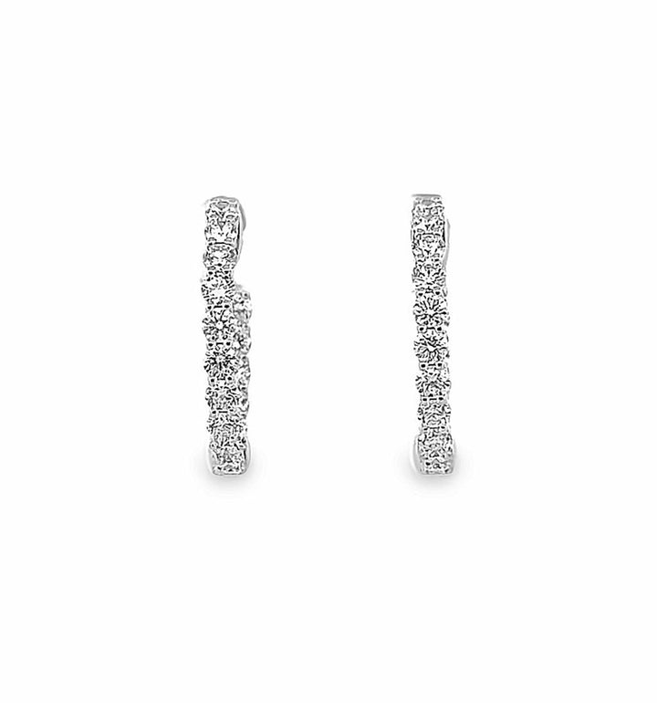 3.04 CTW Diamond 18K White Gold Inside-Out Hoop Earrings