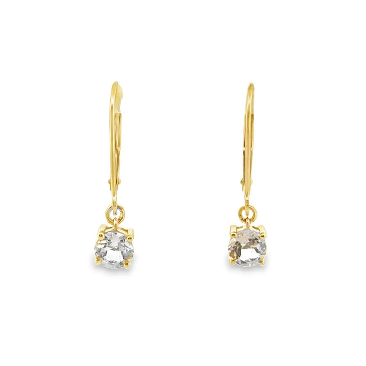 Morganite Dangle Earrings in 14K Yellow Gold – Lever Back Design