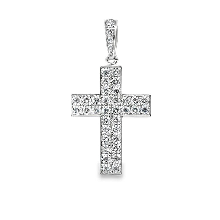 Cartier 1.00 CTW Diamond Cross Pendant in 18K White Gold, 1.5" Length