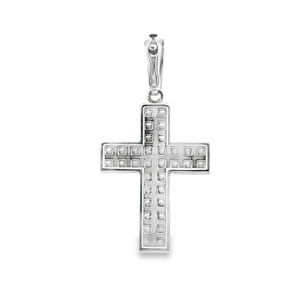 Cartier 1.00 CTW Diamond Cross Pendant in 18K White Gold, 1.5" Length