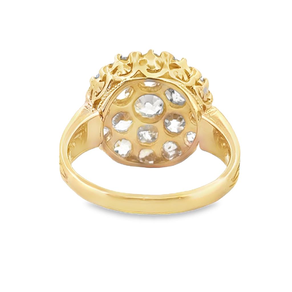 Victorian 1.50 CTW Diamond 18K Yellow Gold Cluster Ring