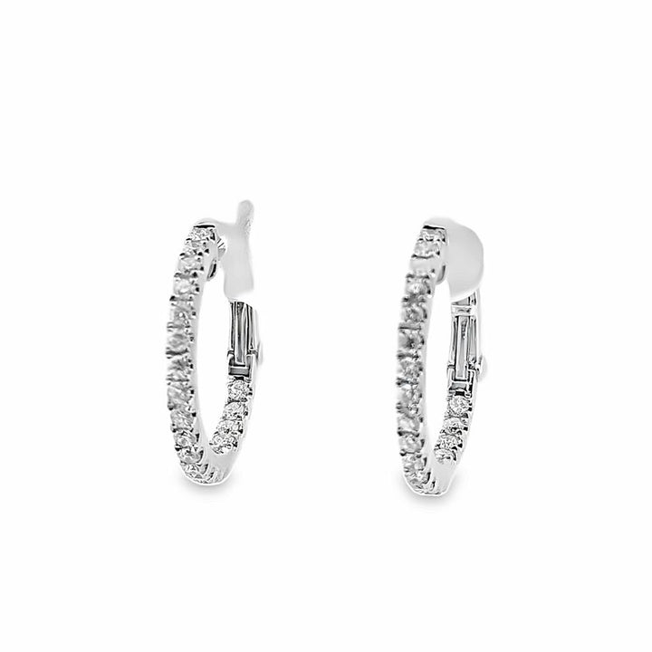 0.77 CTW Diamond Hoop Earrings in 14K White Gold, 20mm