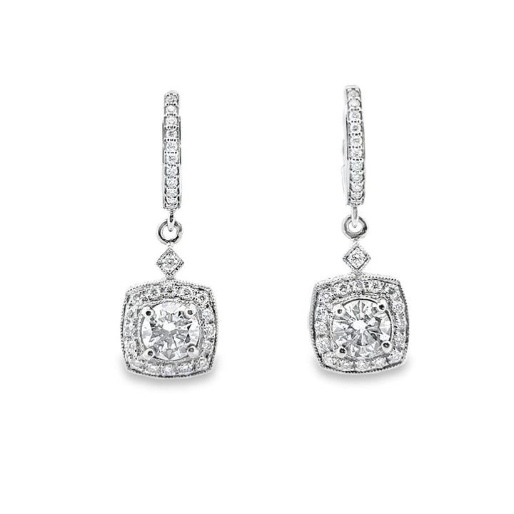 1.73 CTW Diamond Drop Earrings in 14K White Gold