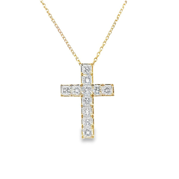 1.05 CTW Princess Diamond 18K Rose Gold Cross Pendant