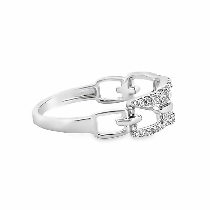 White Gold 14K Chain-Link Ring with 0.20 CTW Round Diamonds