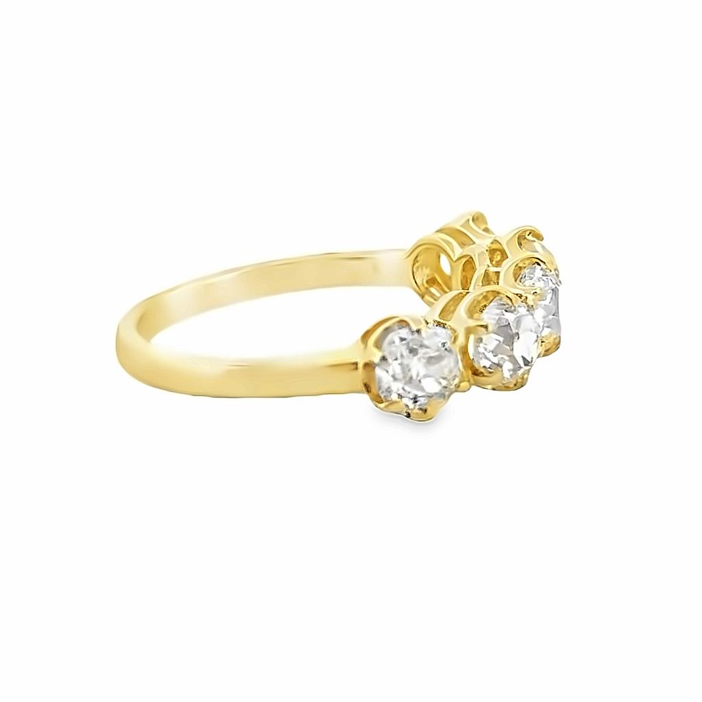 2.32 CT Old Mine Cut Diamond Ring 18K Yellow Gold