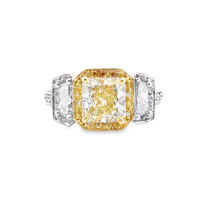 2.08 CT Fancy Light Yellow Diamond Ring in Platinum & 18K Gold – GIA Certified