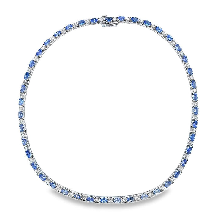 8.60 CTW Tanzanite & 0.50 CTW Diamond 14K White Gold Collar Necklace