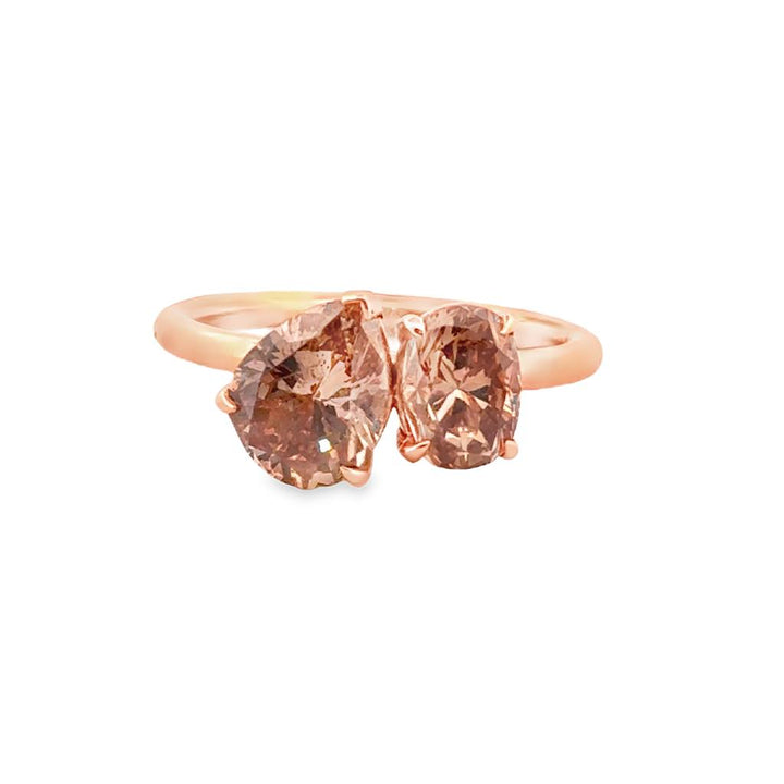 2.49 CTW Champagne Diamonds 18K Rose Gold Ring