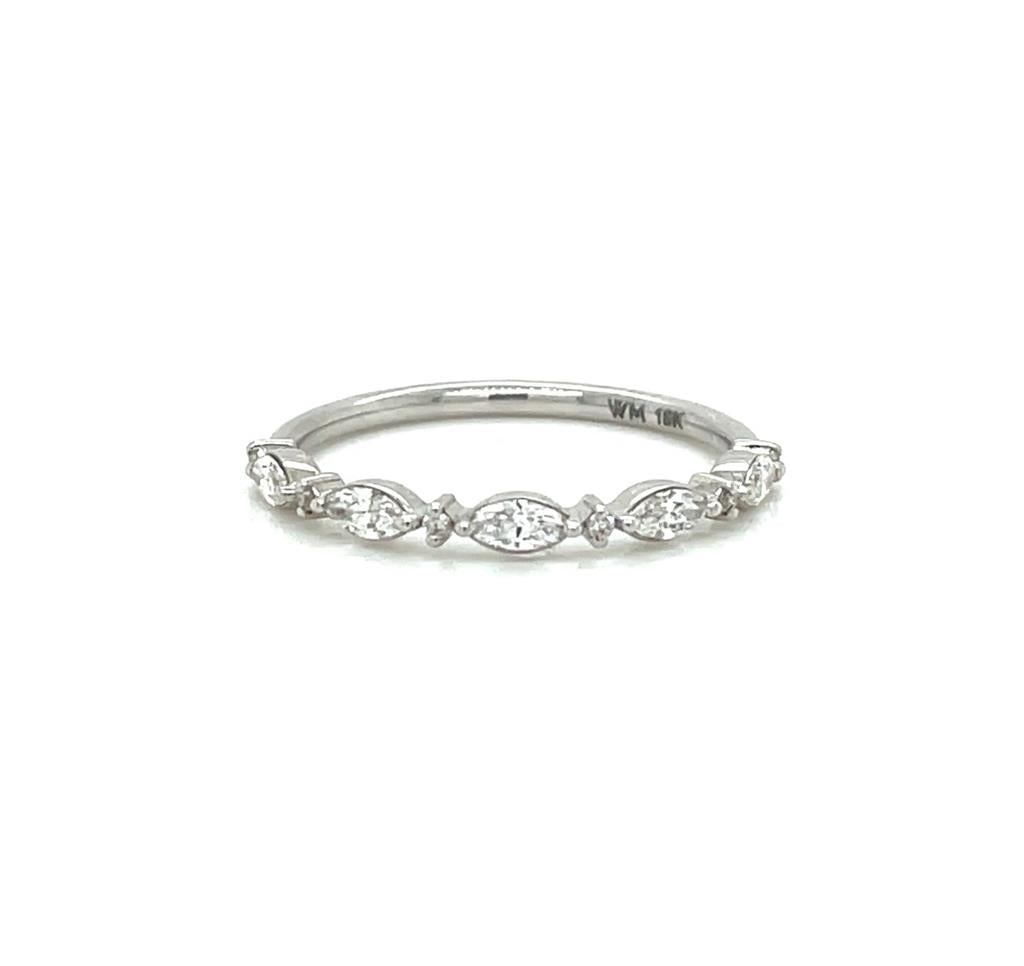 0.41 CTW Marquise and Round Diamond 14K White Gold Band