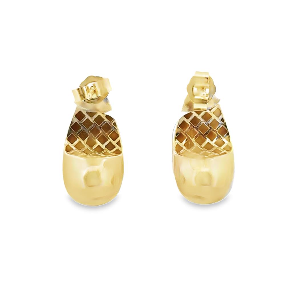 14K Yellow Gold Teardrop Dome Earrings – Post Backs, 20mm Long