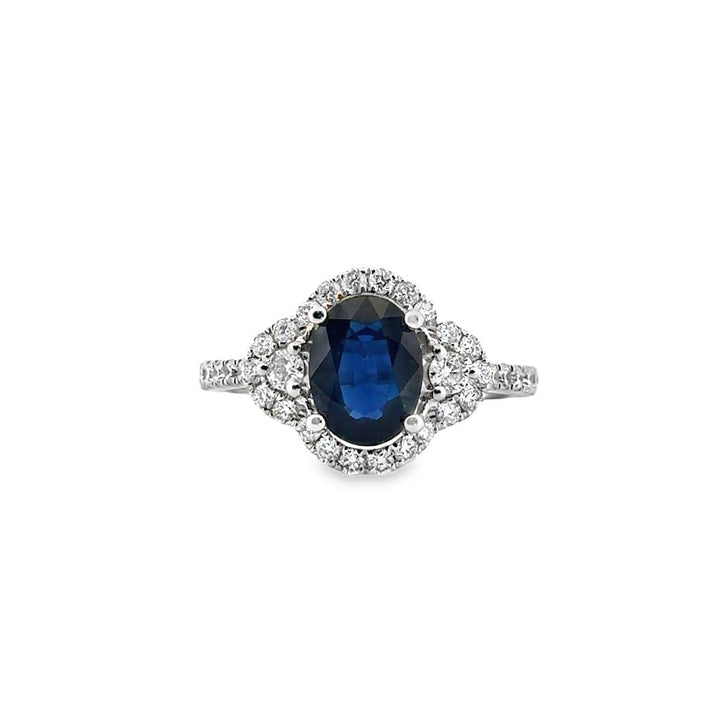 2.04 CT Oval Sapphire & 0.64 CTW Round Diamond 14K White Gold Ring