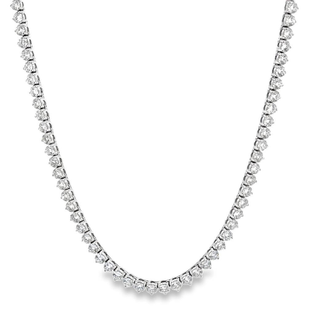 23.78 CTW Diamond Necklace 18K White Gold – 119 Round Diamonds, 19" Length