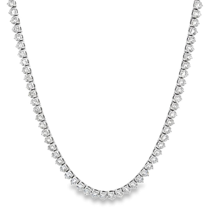 23.78 CTW Diamond Necklace 18K White Gold – 119 Round Diamonds, 19" Length