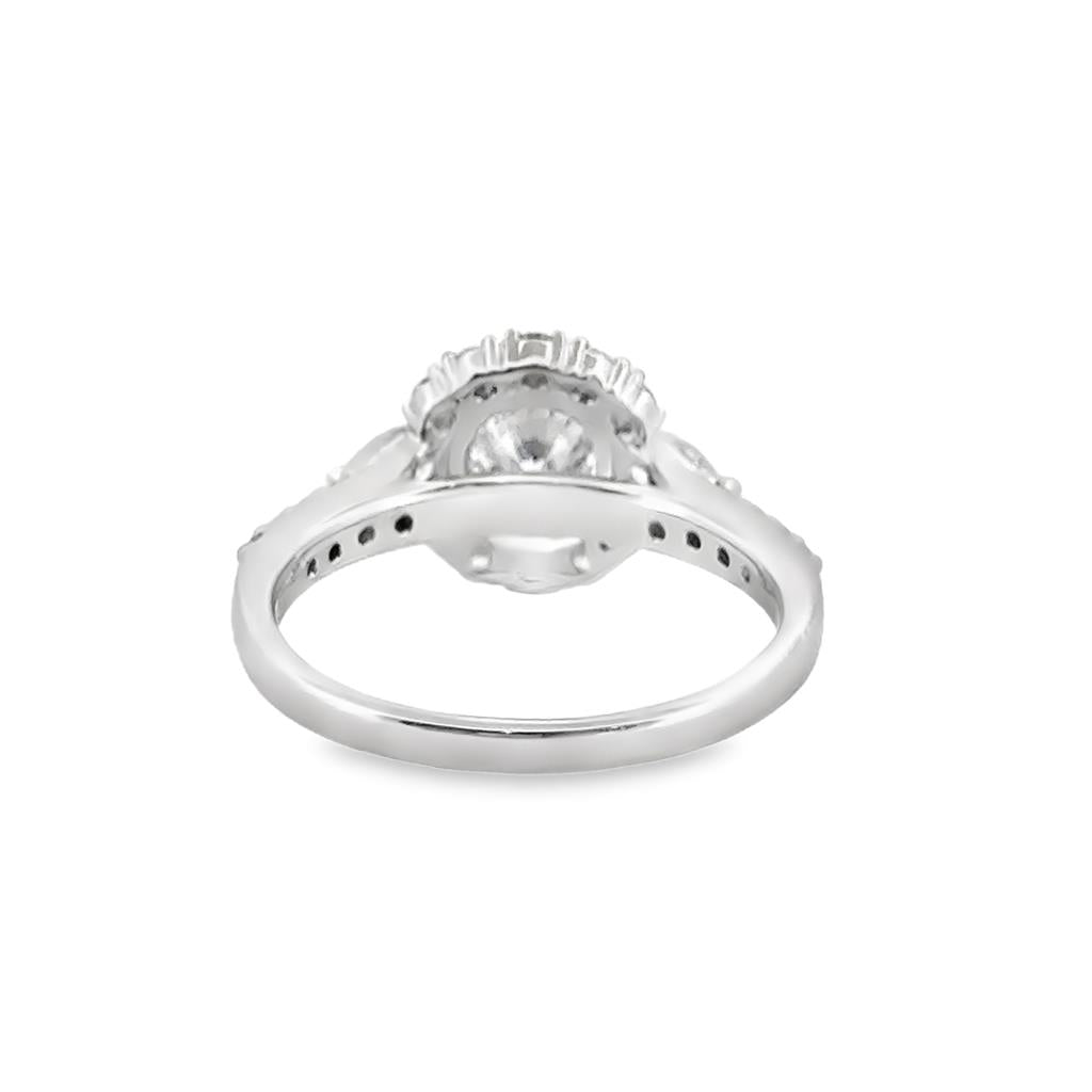 0.91 CT Center Diamond Engagement Ring with 0.90 CTW in Halo Setting