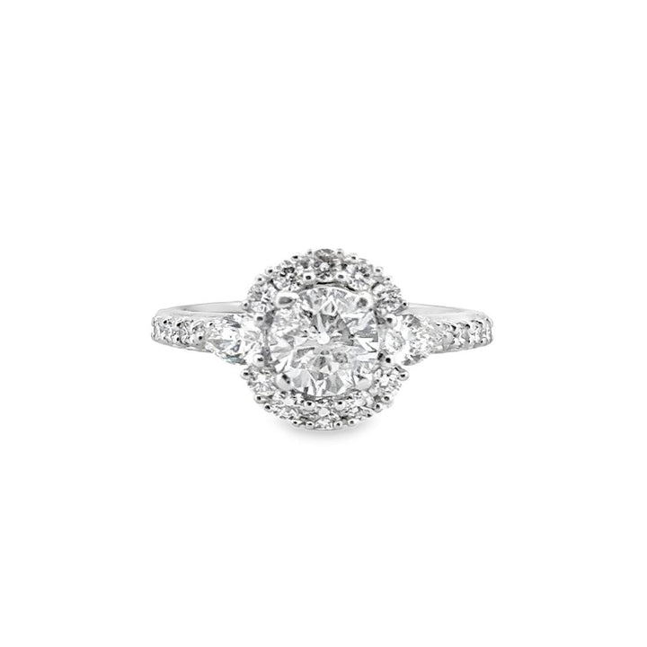 0.91 CT Center Diamond Engagement Ring with 0.90 CTW in Halo Setting