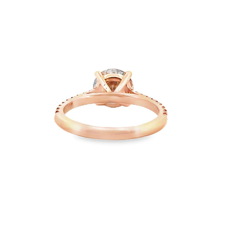 Classic Four Prong Semi-Mount Solitaire Diamond 18K Gold Micro Pave Engagement Ring