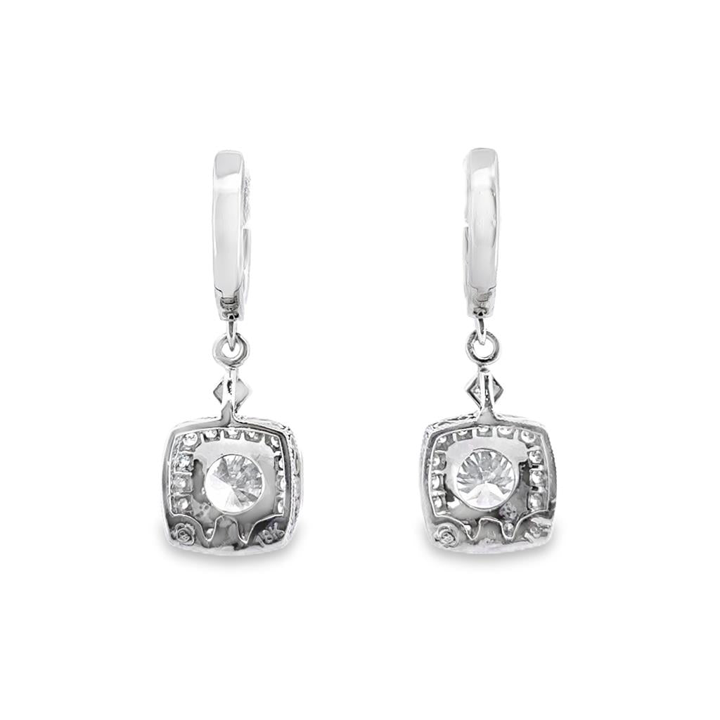 1.73 CTW Diamond Drop Earrings in 14K White Gold