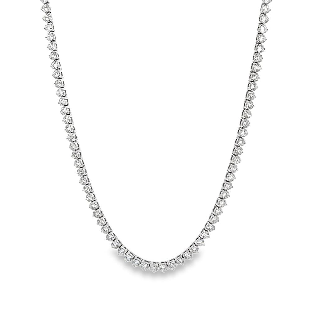 23.78 CTW Diamond Necklace 18K White Gold – 119 Round Diamonds, 19" Length