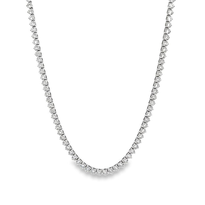 23.78 CTW Diamond Necklace 18K White Gold – 119 Round Diamonds, 19" Length