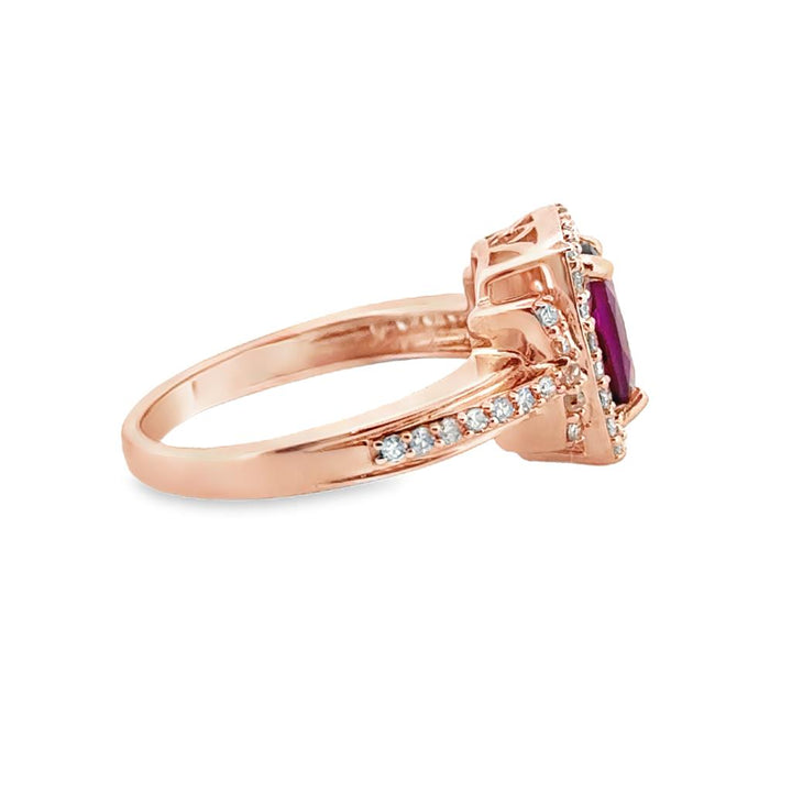 0.85 CT Rhodolite Garnet & 0.25 CTW Diamond Ring in 14K Rose Gold