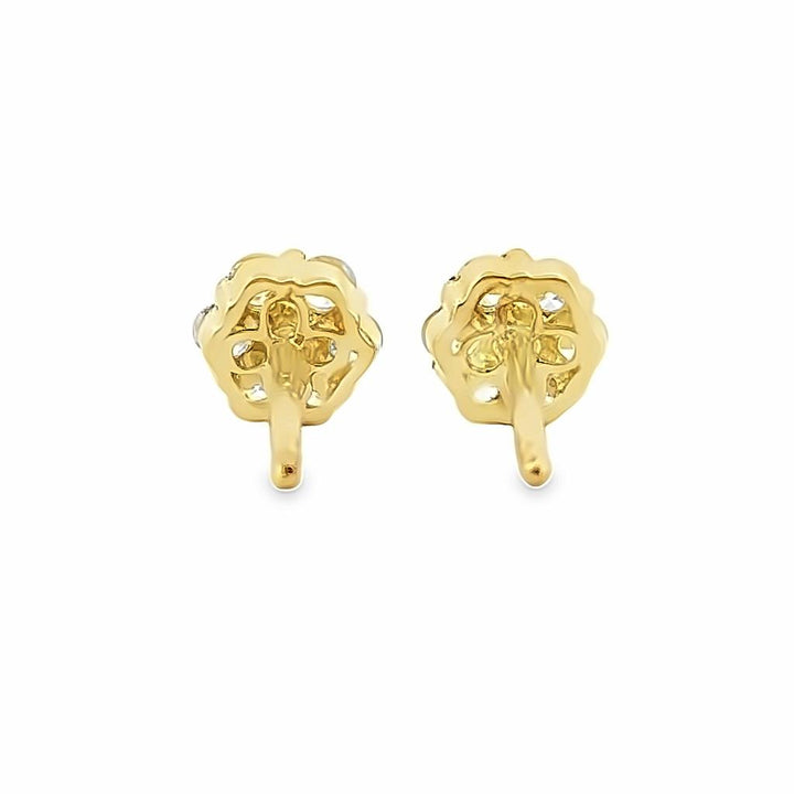 0.60 CTW Diamond Cluster Stud Earrings in 18K Yellow Gold