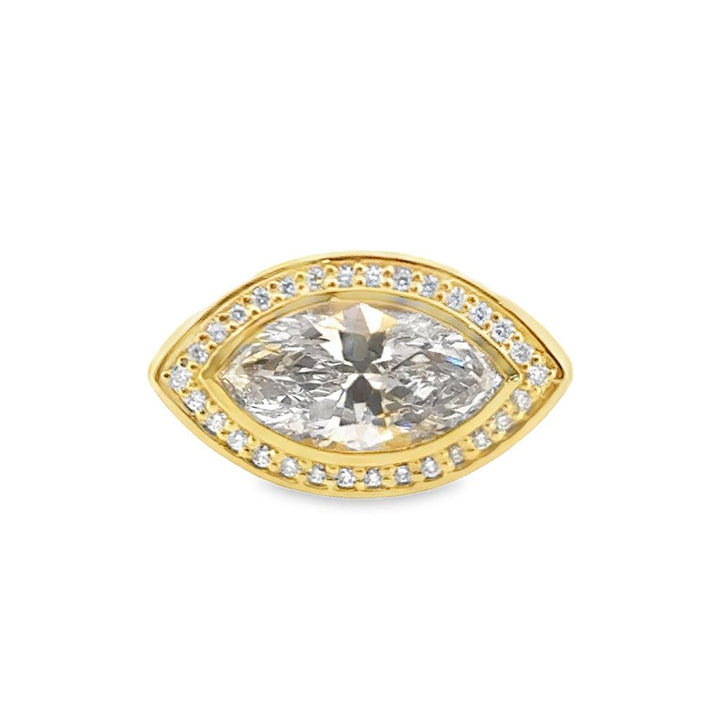 2.38 CT Marquise Diamond Halo Ring in 18K Yellow Gold, GIA Report