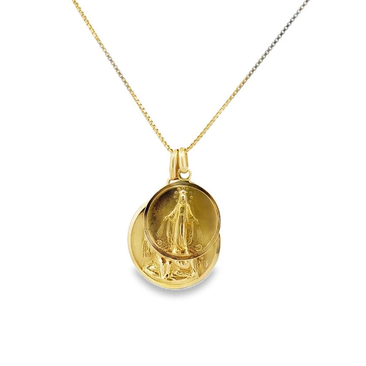 18K Yellow Gold Medallion Necklace with Virgin Mary