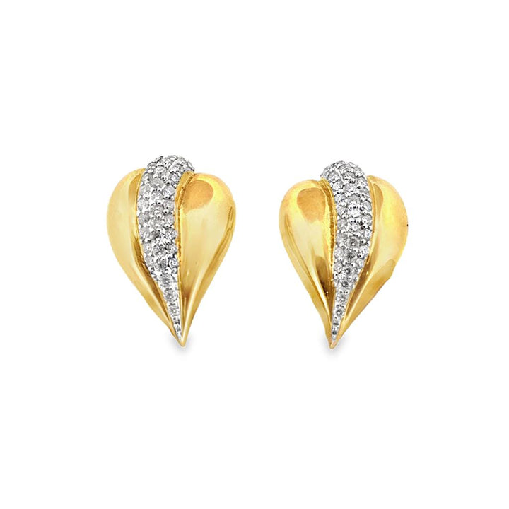 0.61 CTW Diamond 18K Yellow Gold Leaf Earrings