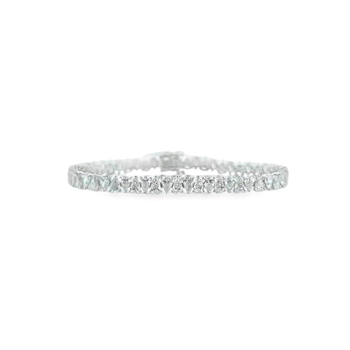 18K White Gold Pear-Shaped Diamond Tennis Bracelet