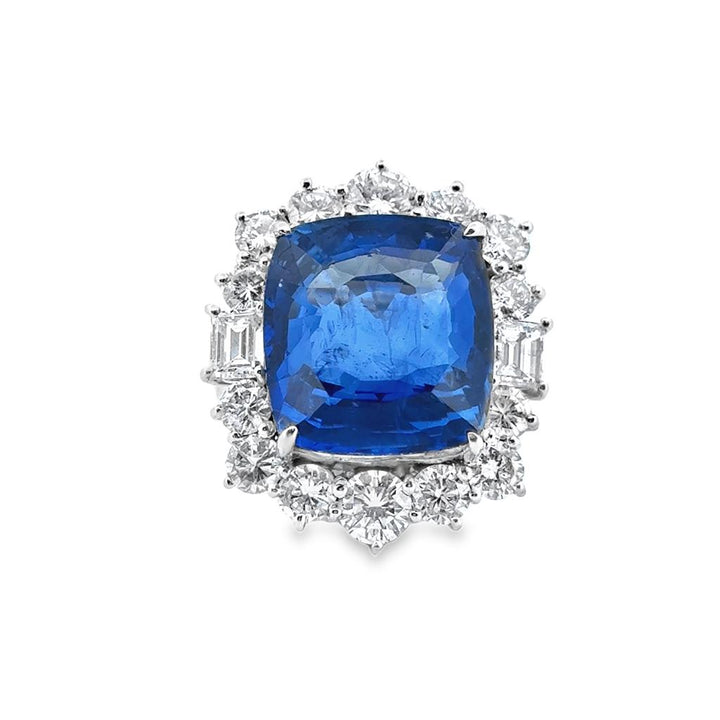 16.52 CT Blue Sapphire and 3.62 CTW Diamond Platinum Ring