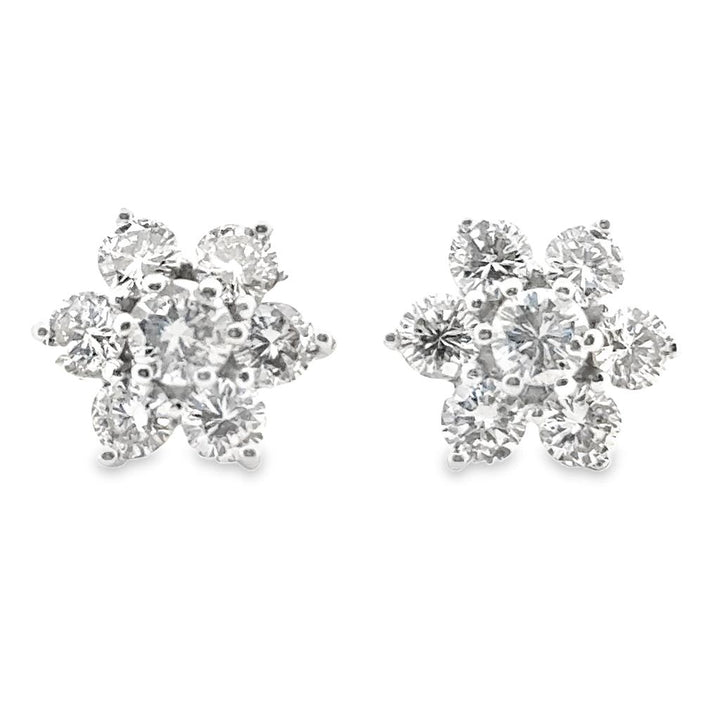 1.75 CTW Diamond Floral Stud Earrings in 14K White Gold