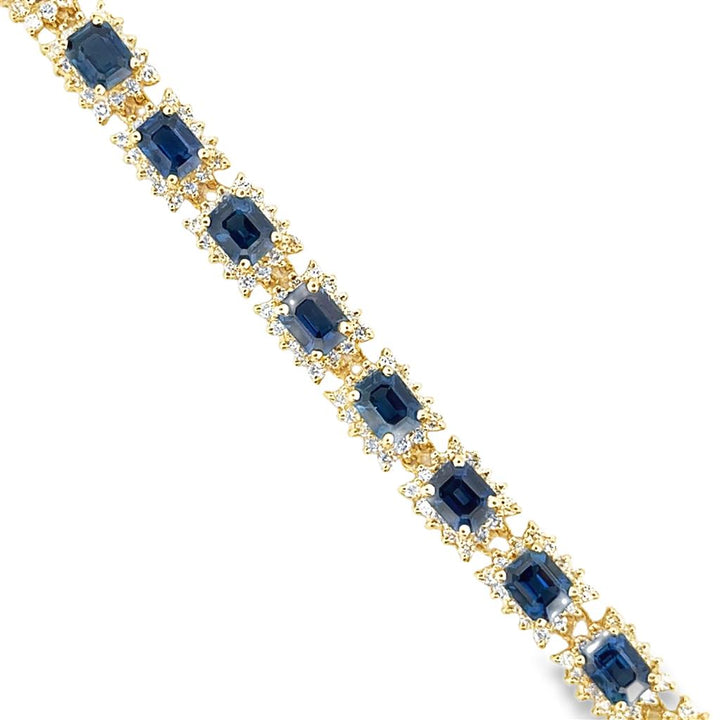 20.34 CTW Blue Sapphire and 4.76 CTW Diamond Bracelet in 18K Yellow Gold