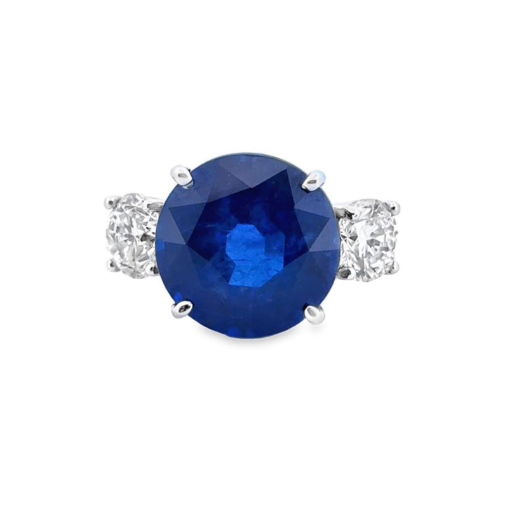 9.84 CT Round Sapphire Ring with 1.85 CTW Diamonds in Platinum