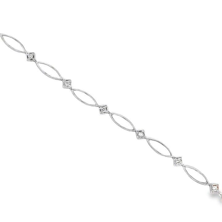 0.24 CTW Diamond Delicate Openwork Bracelet in 14K White Gold